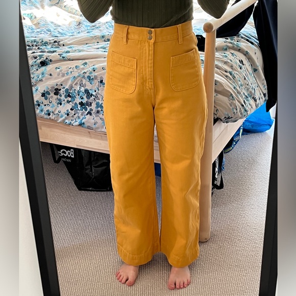 & Other Stories High Rise Wide Leg Mustard Jeans - Picture 3 of 10